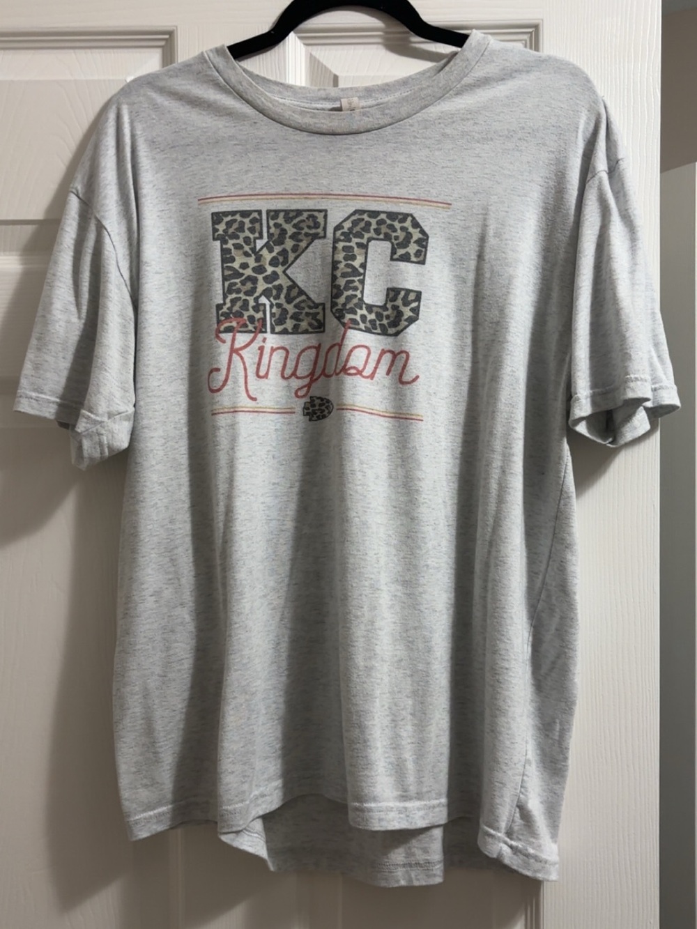 Next Level Apparel Light Gray Leopard Accent Women’s Graphic Tee